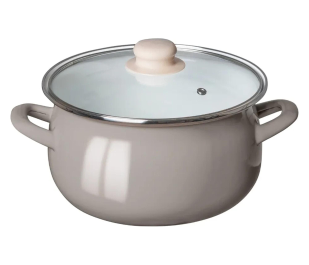 Altom Garnek emaliowany 16 cm z pokrywą szklaną 1,3l taupe - 1580543 - zdjęcie 3
